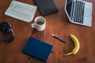 Assorted office items on a table