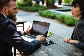 Colleagues working outside