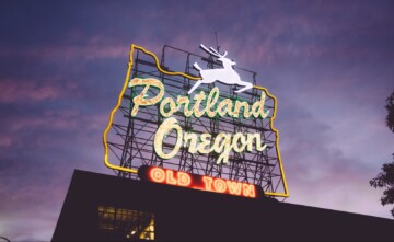 Portland Oregon Sign Old Town Downtown White Stag