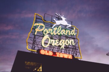 Portland Oregon Sign Old Town Downtown White Stag