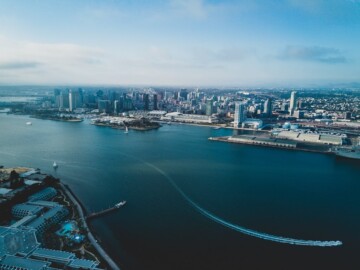 Airplane over San Diego California