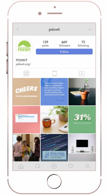 pdxwit instagram page on iphone