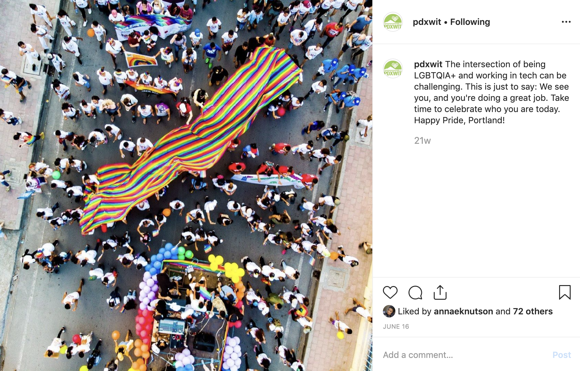 pride parade instagram post