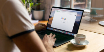 Person working on a laptop