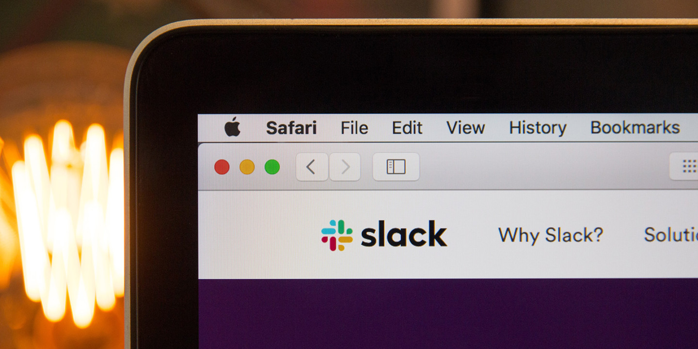 Photo of Slack website on a laptop