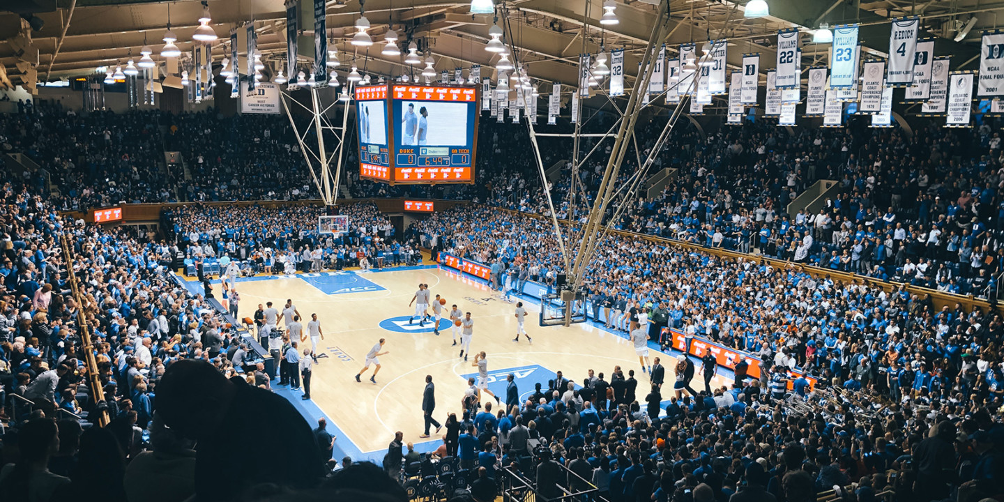 Basketball stadium filled with fans