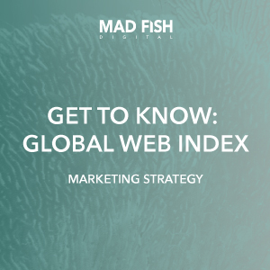 Mad Fish Digital Blue Green image with white text stating Get To Know: Global Web Index