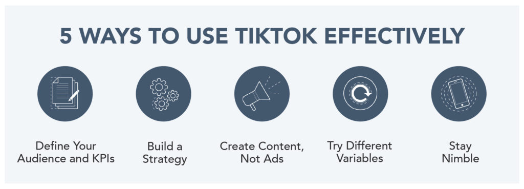 Graphic with 5 ways to use TikTok effectively.