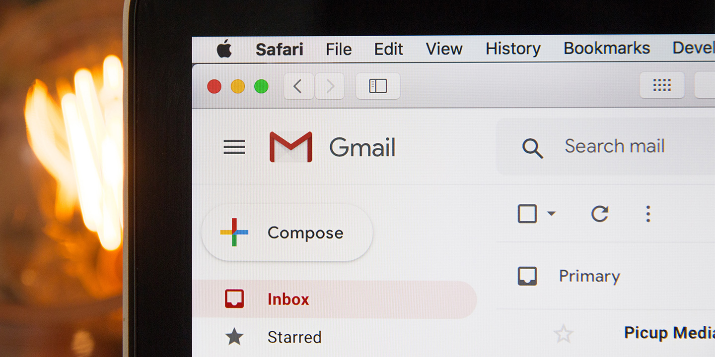 Gmail opened on laptop on Safari browser.