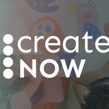 An image of two children paining in the background with Create Now logo overlaid on top.