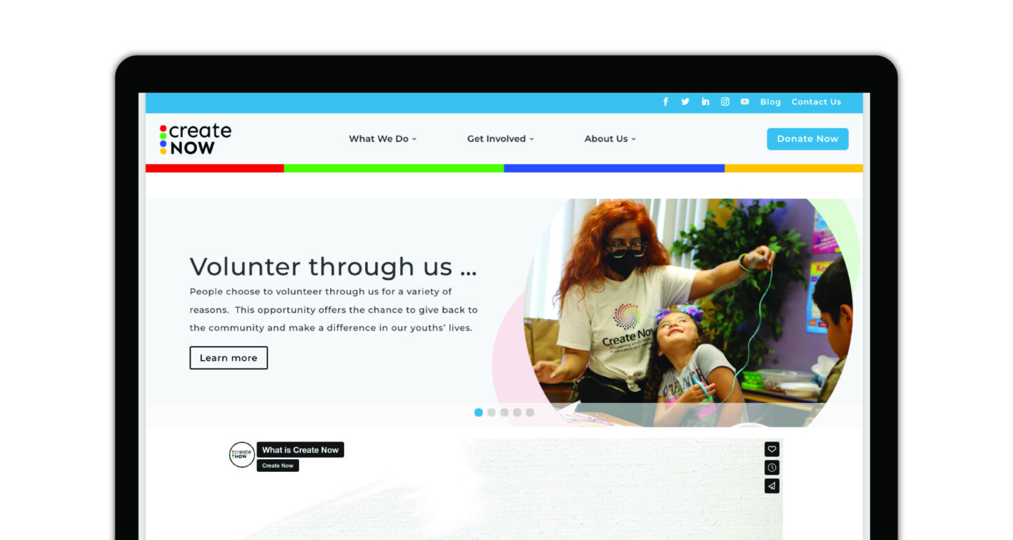 The website homepage for CreateNow featuring the new branding.