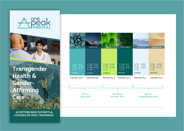 OnePeak Medical brand color palette.