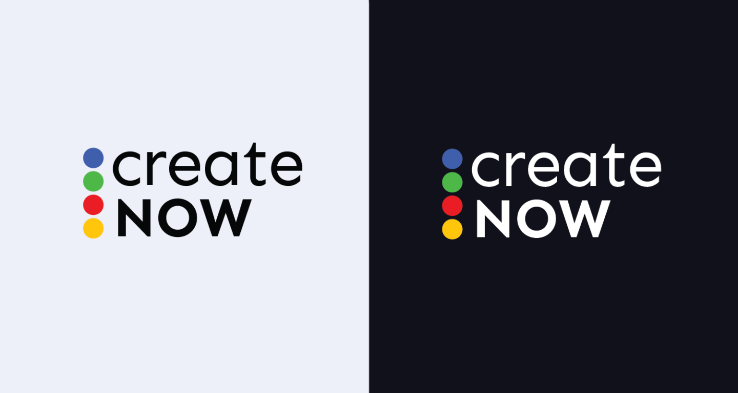 CreateNow logo on a light and dark background.