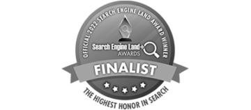 Finalist badge for Search Engine Awards in 2022.