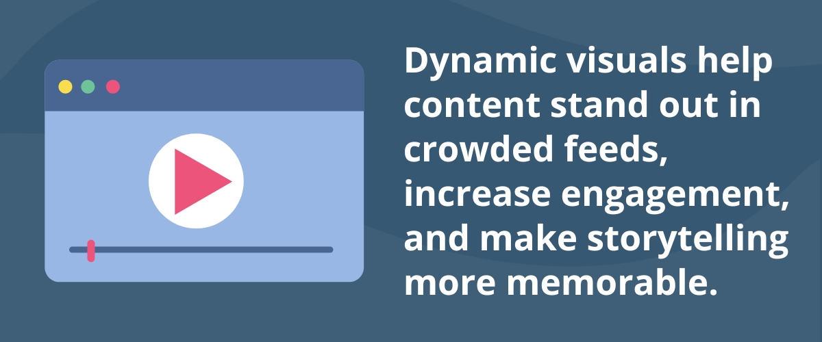 Dynamic visuals help content stand out in crowded feeds, increase engagement, and make storytelling more memorable.