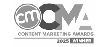 A badge of the Content Marketing Awards for 2025 winners.