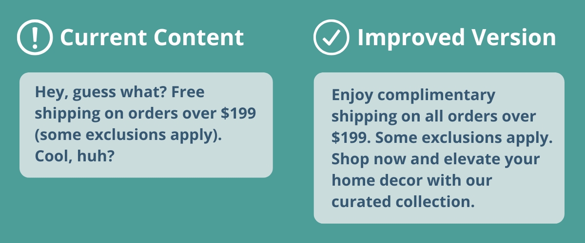 Current content and improved version of content for LLM search.